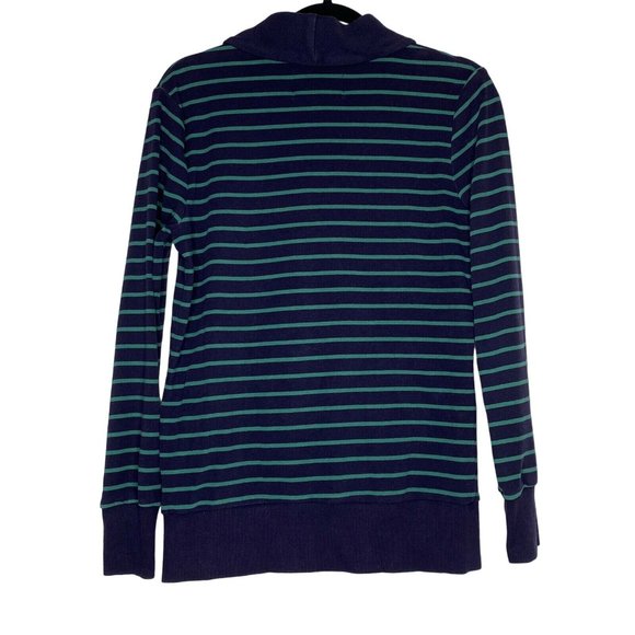 Banana Republic Outlet Ladies Size M Navy/Green Striped Cowl V Neck Pullover - Picture 3 of 10